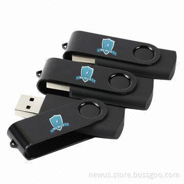 Swivel USB Drive with Logo Printing Area, Available in Black and White Colors